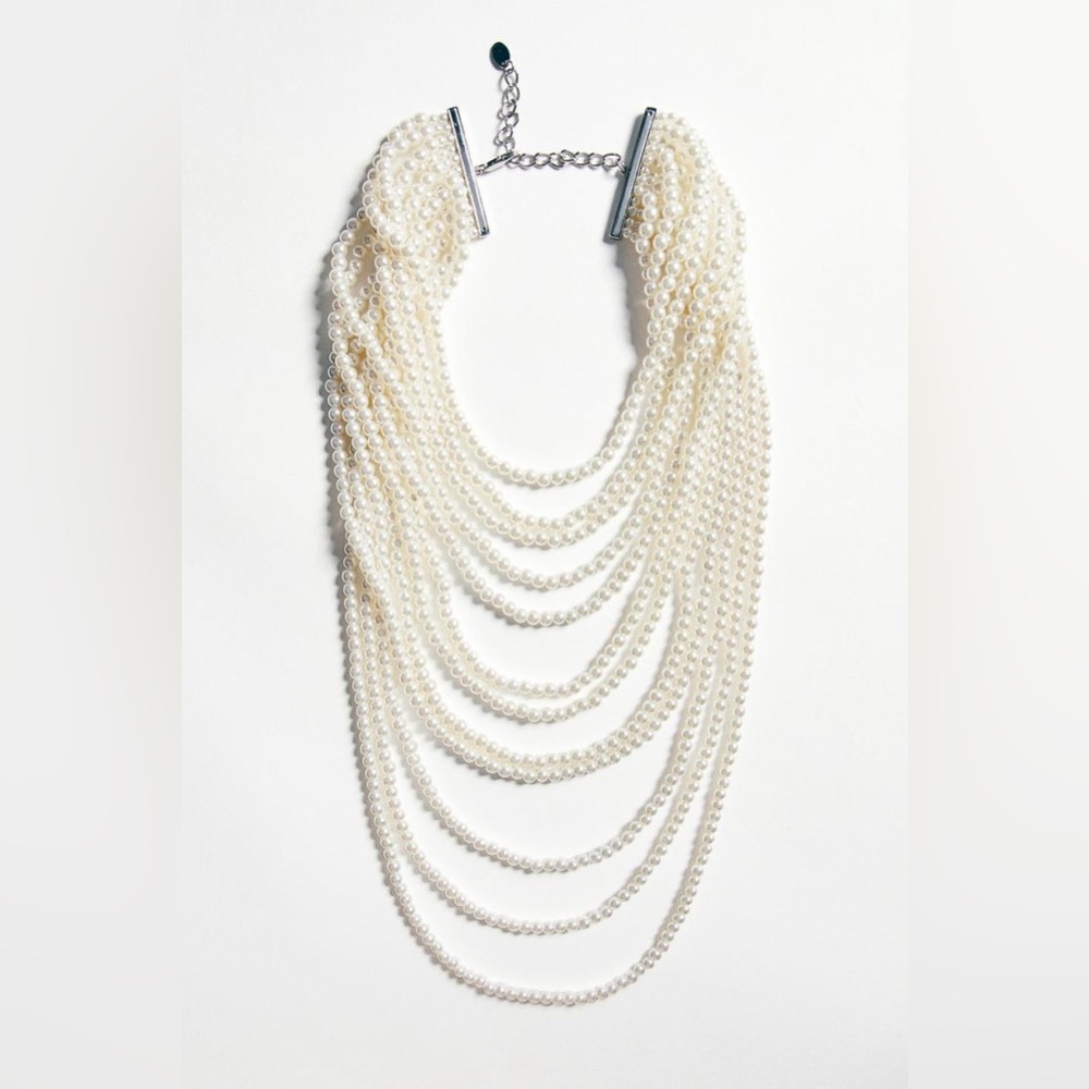 NWT. Zara Pearl Waterfall Necklace. - Picture 2 of 7